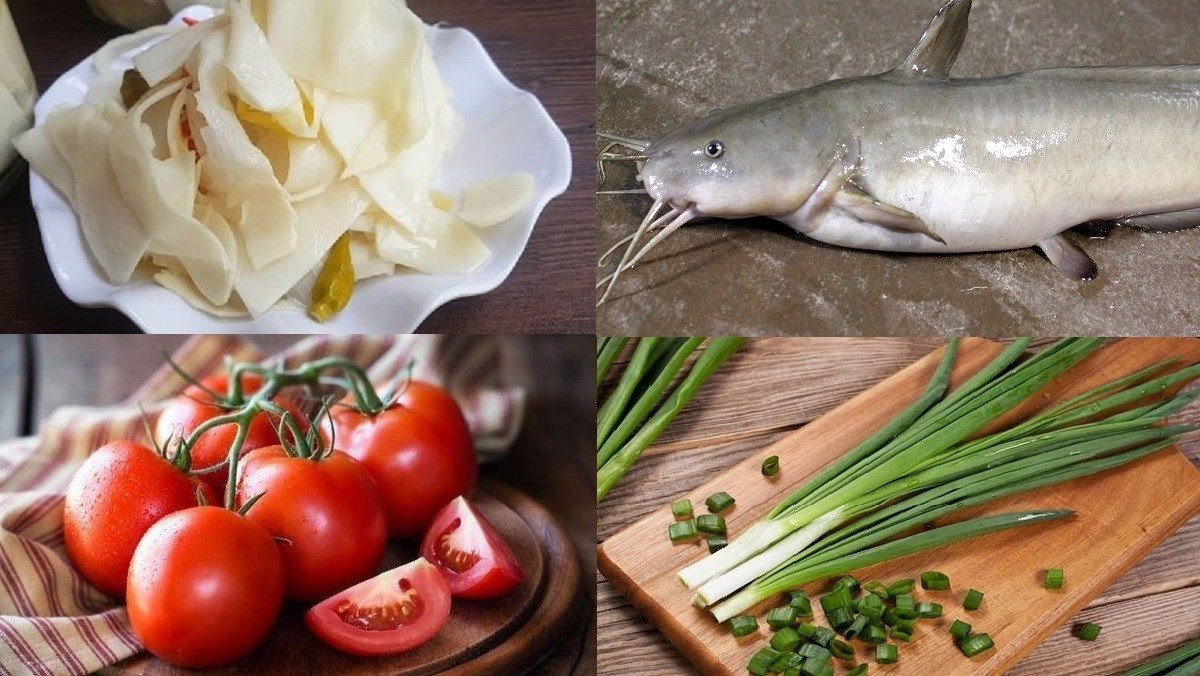 Nguyên liệu món ăn canh cá ngát nấu măng chua